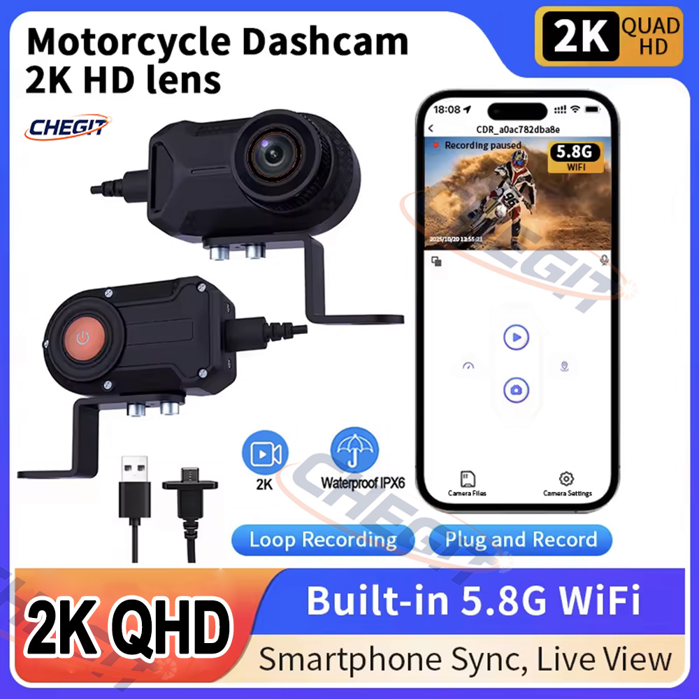 Compact Camera Mirrorless - Motosiklet DVR 2K HD WiFi Su